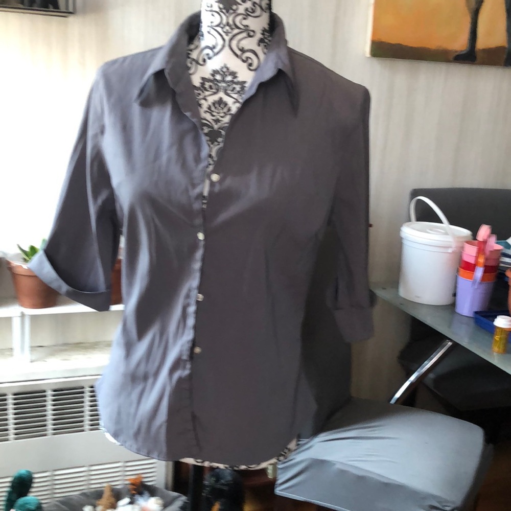 Grey DCC Stretch Button Down Shirt
